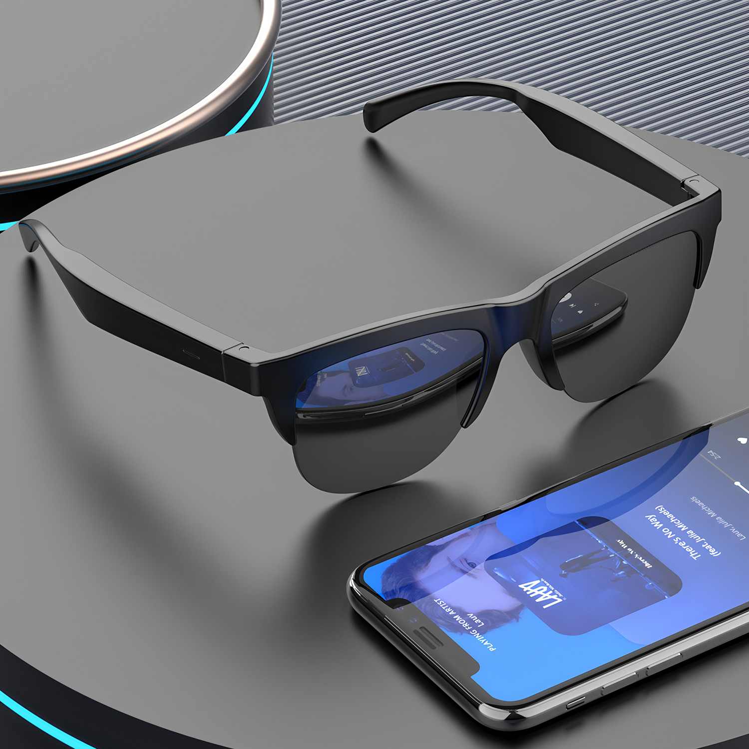 Bluetooth Headset On Ear - Gafas de Sol Inteligentes con Audio,